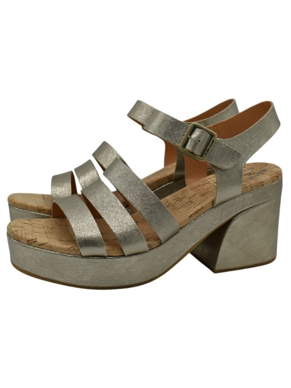 Kork-Ease Women 11 Pasha Soft Rustic‎ Metallic Gold Heeled Platform Sandals